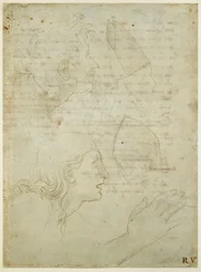 Recto: Studia głowy i ręki. Verso: Szorstki szkic sonetów „Come non podde dir” i „Amor tu m”envesscati”, WA1846.187